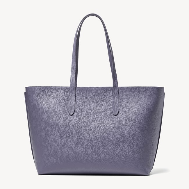 Zipped East West Tote with Shield Charm Dusky Blue Pebble