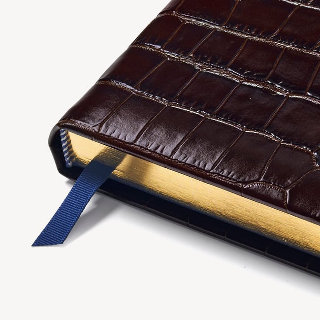 2027 A4 Day to Page Diary Deep Shine Amazon Brown Croc