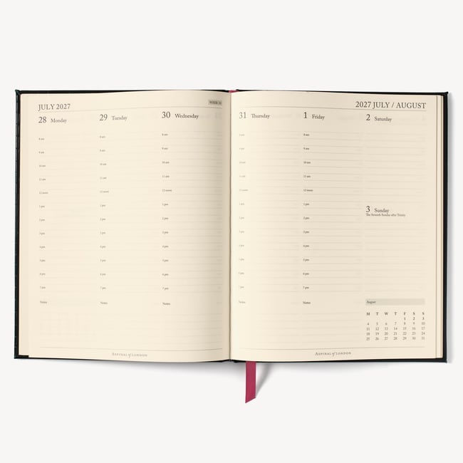 2027 A4 Week to View Diary Deep Shine Garnet Small Croc