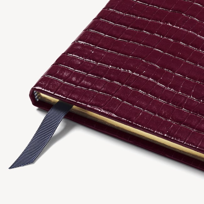 2027 A4 Week to View Diary Deep Shine Garnet Small Croc