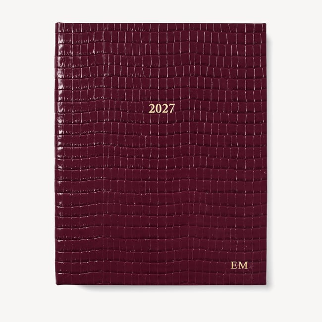 2027 A4 Week to View Diary Deep Shine Garnet Small Croc