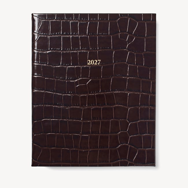 2027 A4 Week to View Diary Deep Shine Amazon Brown Croc