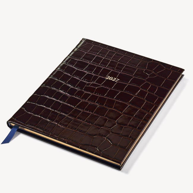 2027 A4 Week to View Diary Deep Shine Amazon Brown Croc