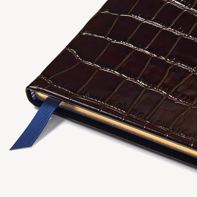 2027 A4 Week to View Diary Deep Shine Amazon Brown Croc