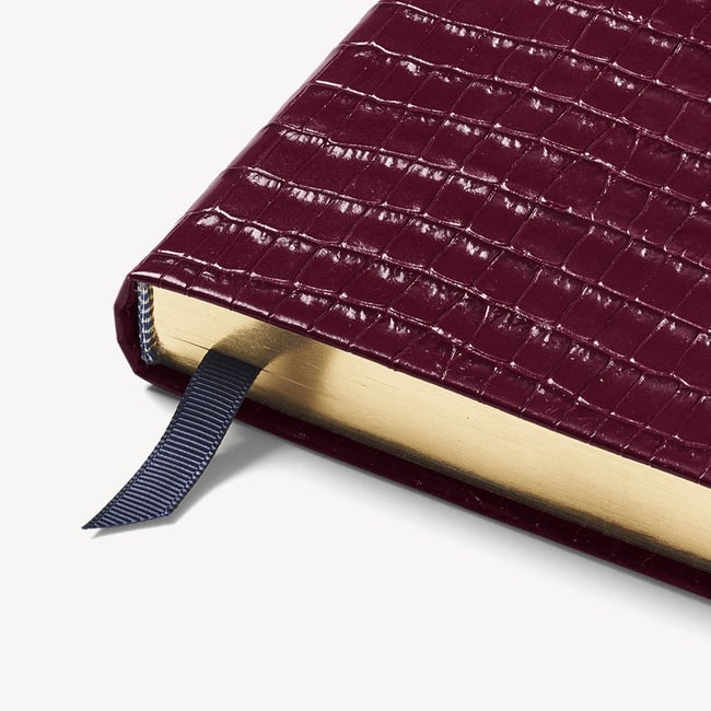 2027 A5 Day to Page Diary Deep Shine Garnet Small Croc