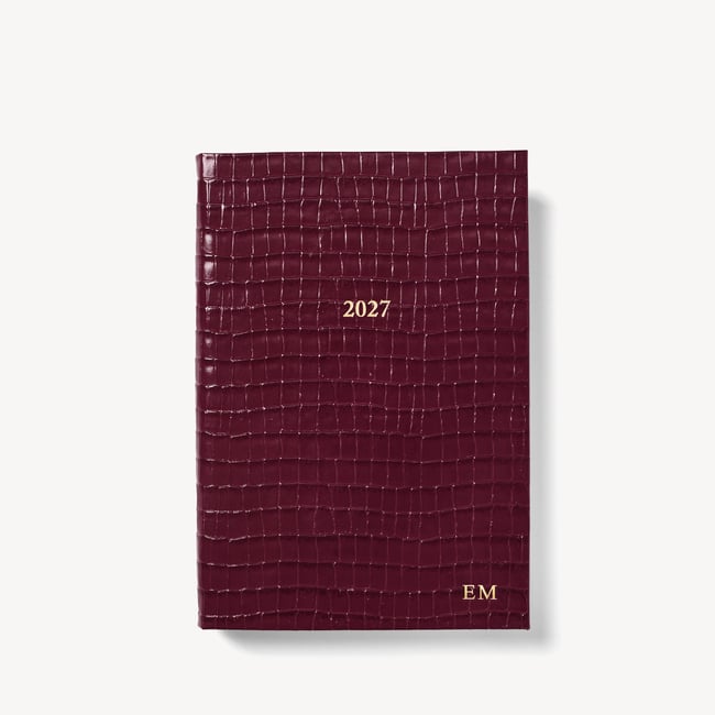 2027 A5 Day to Page Diary Deep Shine Garnet Small Croc