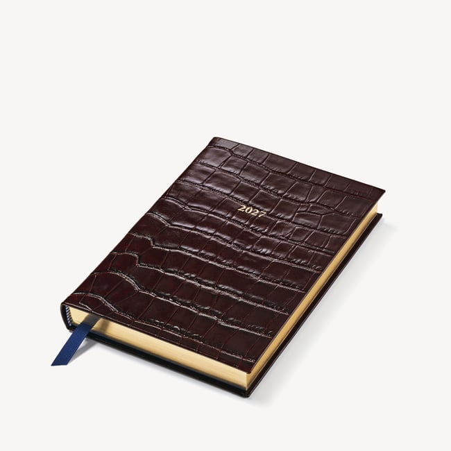 2027 A5 Day to Page Diary Deep Shine Amazon Brown Croc