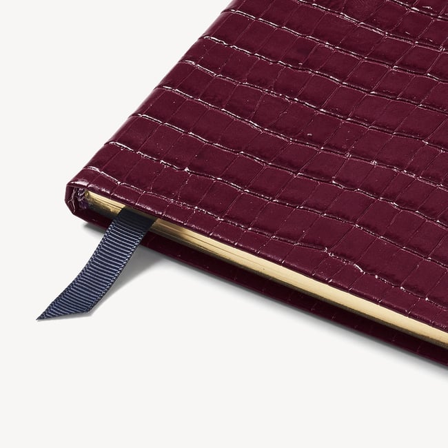 2027 A5 Week to View Diary Deep Shine Garnet Small Croc