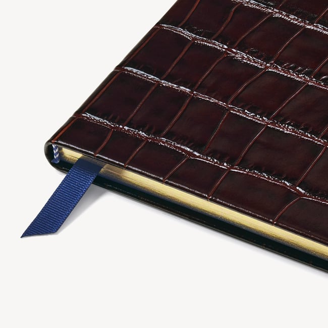 2027 A5 Week to View Diary Deep Shine Amazon Brown Croc