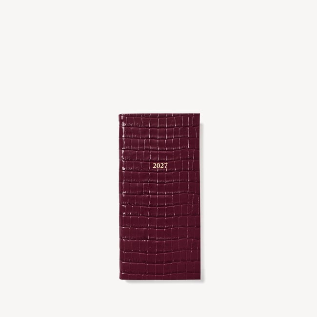 2027 Slim Pocket Diary Deep Shine Garnet Small Croc