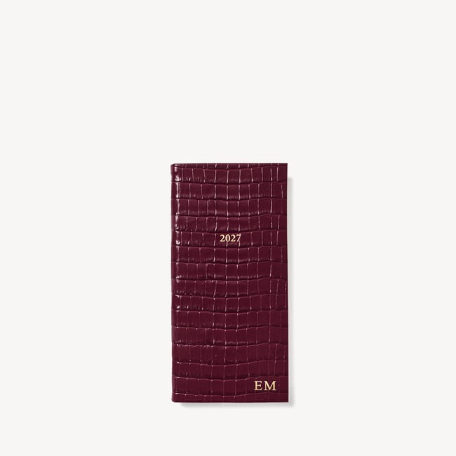 2027 Slim Pocket Diary Deep Shine Garnet Small Croc