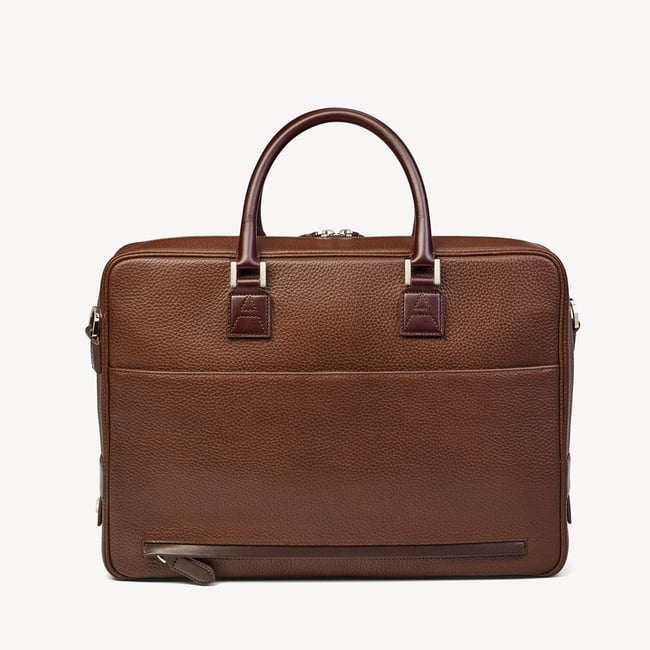 Mount Street Laptop Briefcase Tobacco Pebble