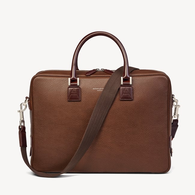 Mount Street Laptop Briefcase Tobacco Pebble