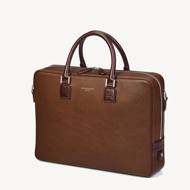 Mount Street Laptop Briefcase Tobacco Pebble