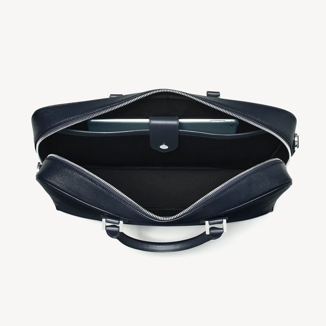 Mount Street Laptop Briefcase  Navy Saffiano