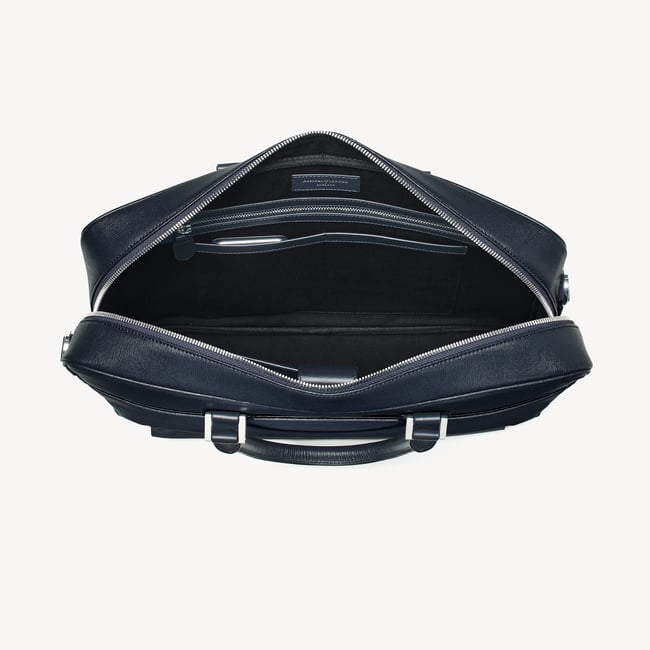 Mount Street Laptop Briefcase  Navy Saffiano