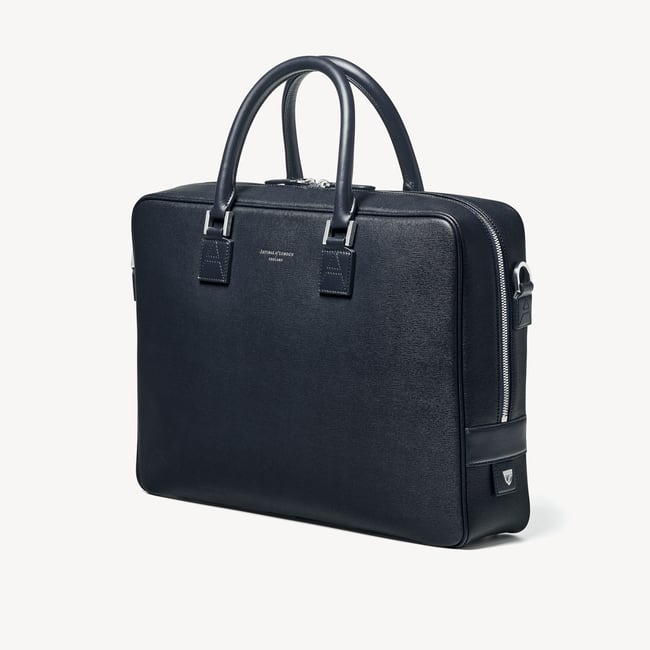 Mount Street Laptop Briefcase  Navy Saffiano