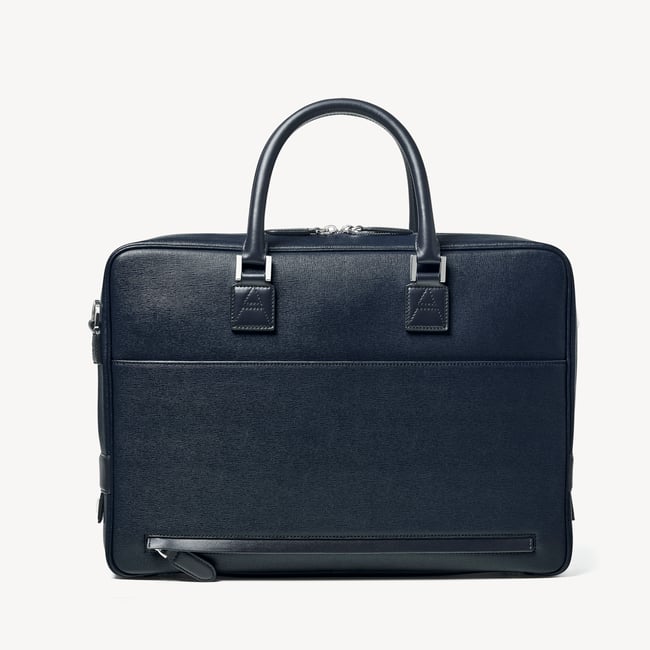 Mount Street Laptop Briefcase  Navy Saffiano