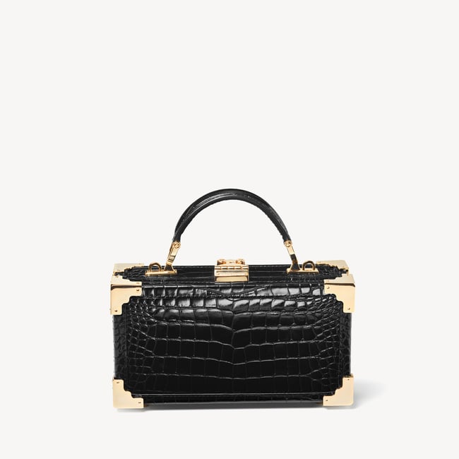 Trinket Box Black Patent Croc