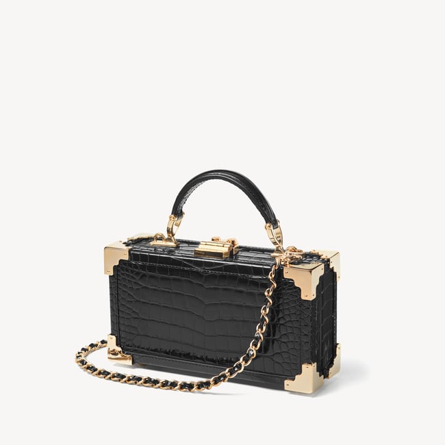 Trinket Box Black Patent Croc