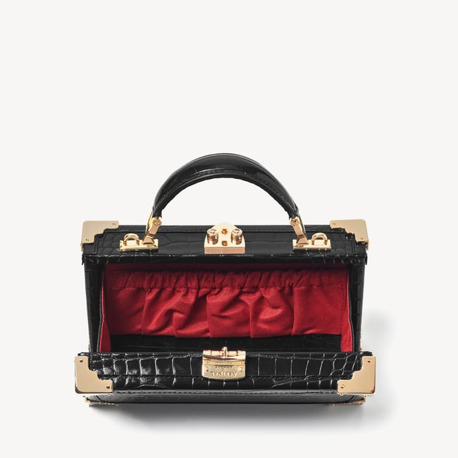 Trinket Box Black Patent Croc