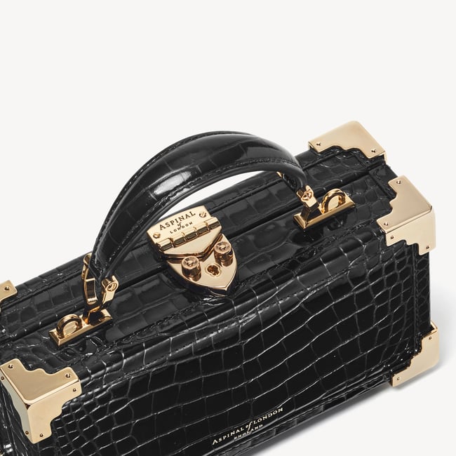 Trinket Box Black Patent Croc