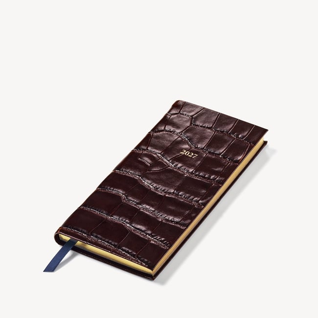 2027 Slim Pocket Diary Deep Shine Amazon Brown Croc