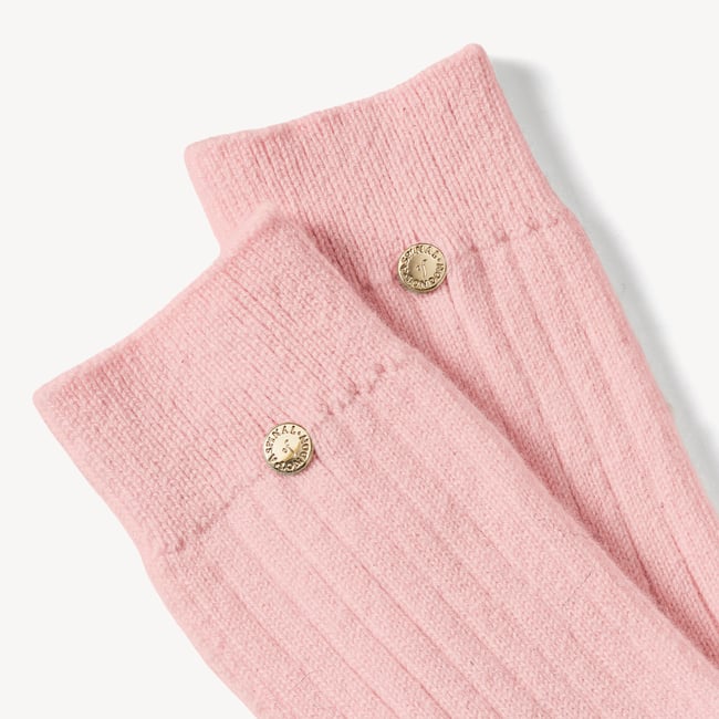 Rib Knit Cashmere Socks Pale Pink Cashmere
