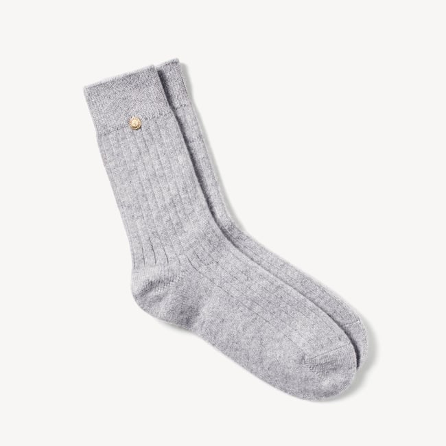 Rib Knit Cashmere Socks Mid Grey Melange Cashmere