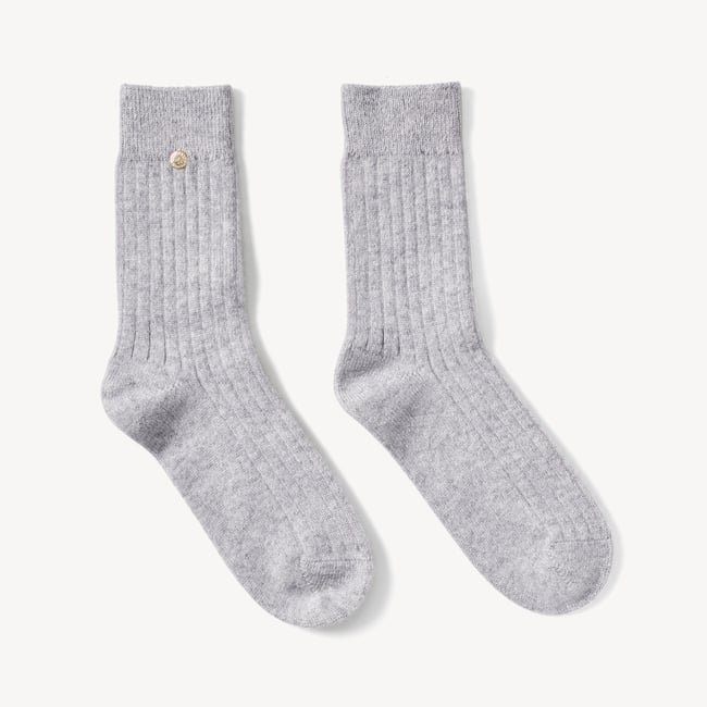 Rib Knit Cashmere Socks Mid Grey Melange Cashmere