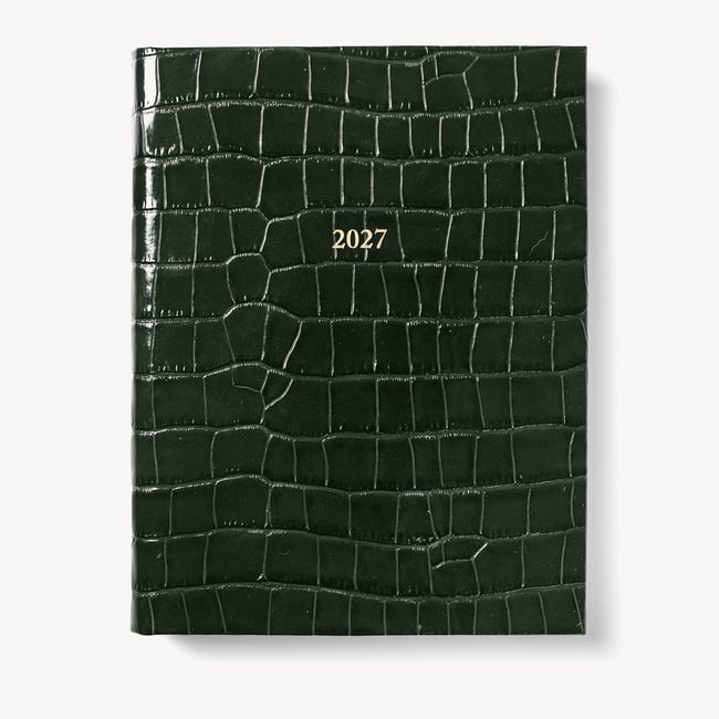 2027 A4 Day to Page Diary Deep Shine Evergreen Croc