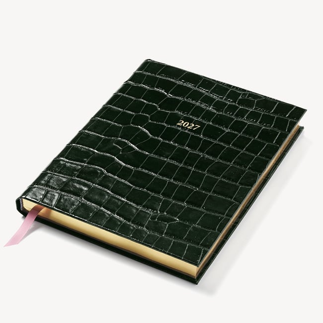 2027 A4 Day to Page Diary Deep Shine Evergreen Croc