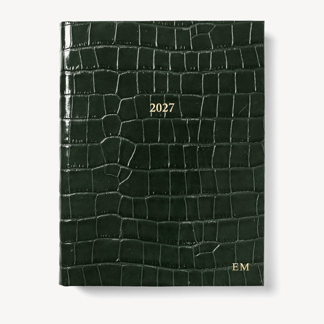 2027 A4 Day to Page Diary Deep Shine Evergreen Croc