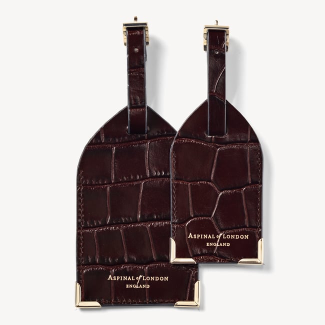 Set of 2 Luggage Tags Deep Shine Amazon Brown Croc