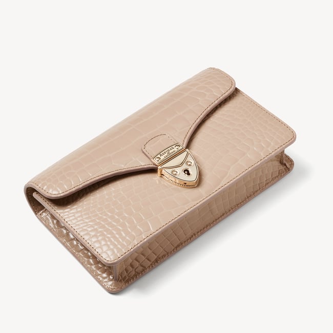 Mayfair®Clutch Soft Taupe Patent Croc