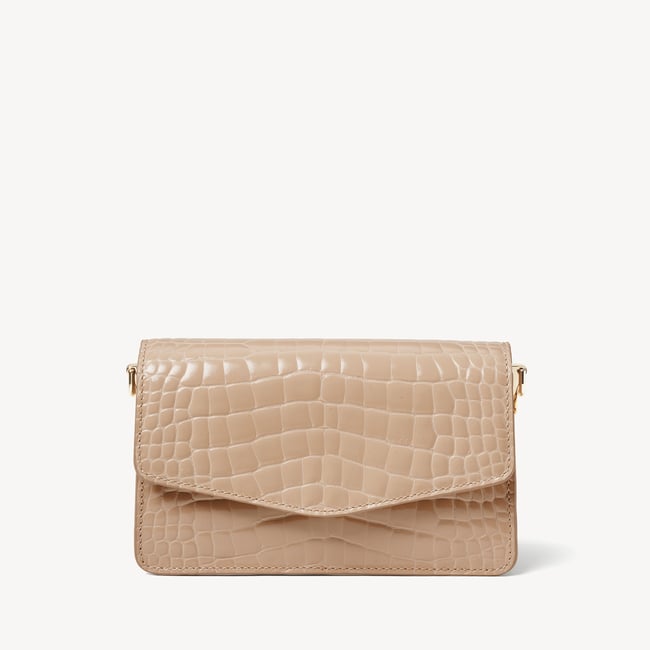 Eliza Clutch Soft Taupe Patent Croc