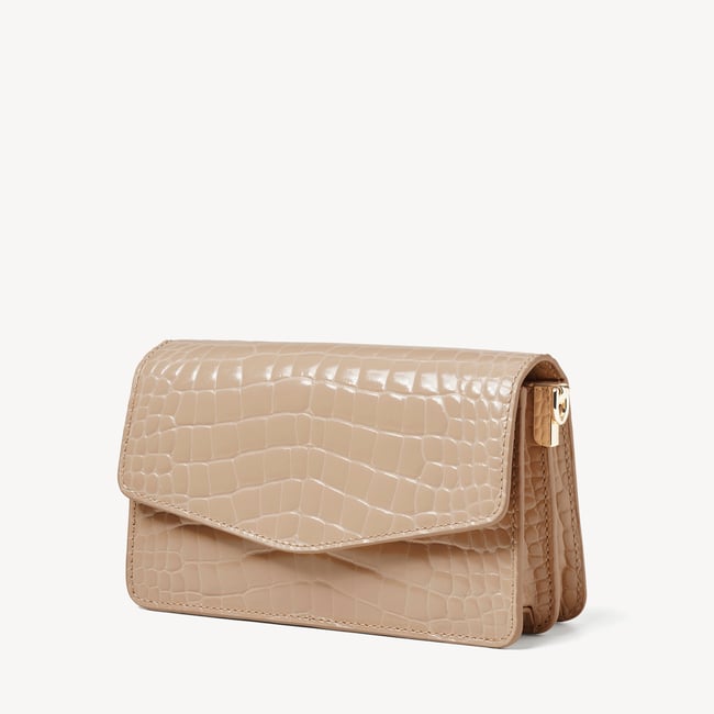 Eliza Clutch Soft Taupe Patent Croc