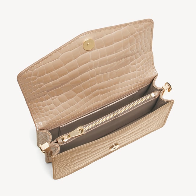 Eliza Clutch Soft Taupe Patent Croc