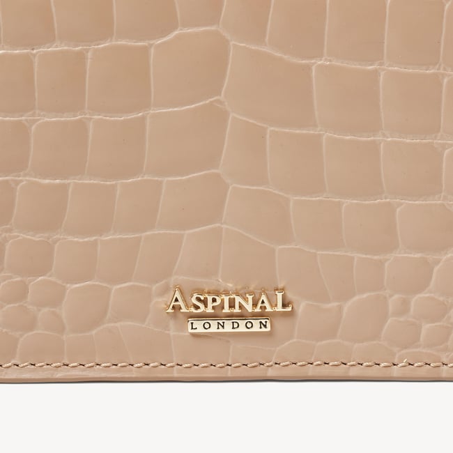 Eliza Clutch Soft Taupe Patent Croc