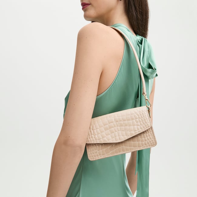 Eliza Clutch Soft Taupe Patent Croc