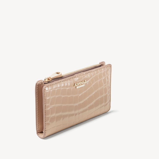 Mayfair® Coin & Card Wallet Soft Taupe Patent Croc