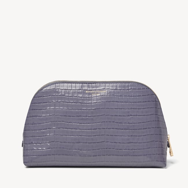 Classic Toiletry Bag Deep Shine Dusky Blue Small Croc