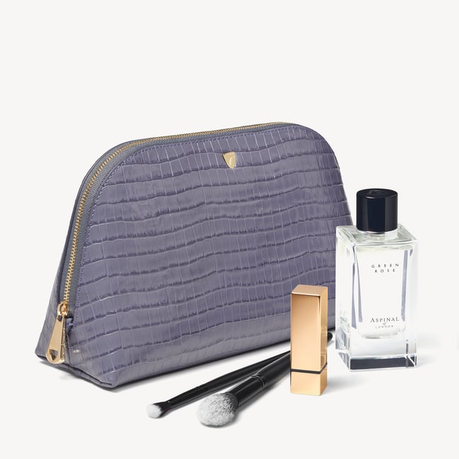 Classic Toiletry Bag Deep Shine Dusky Blue Small Croc