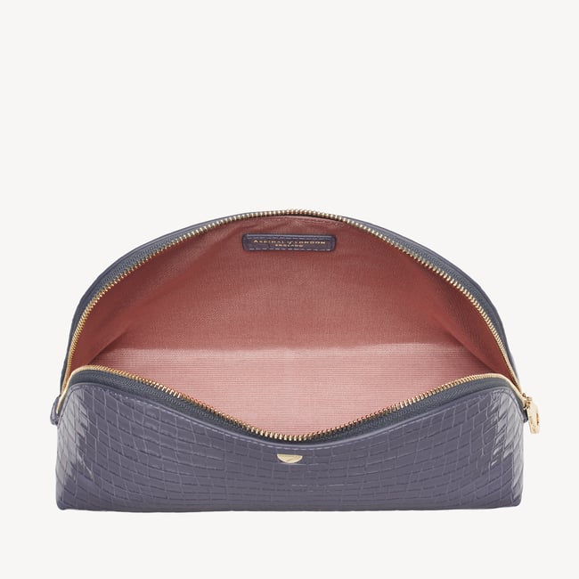 Classic Toiletry Bag Deep Shine Dusky Blue Small Croc