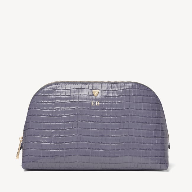 Classic Toiletry Bag Deep Shine Dusky Blue Small Croc