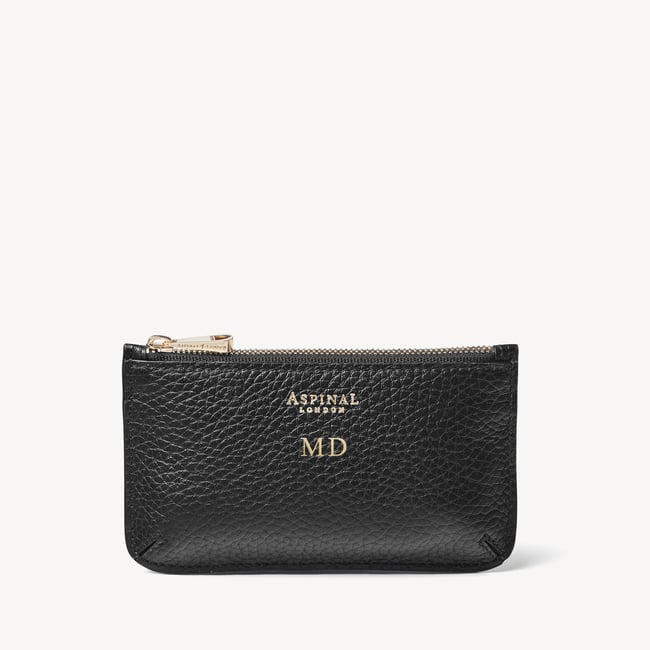 Ella Card & Coin Holder Black Pebble