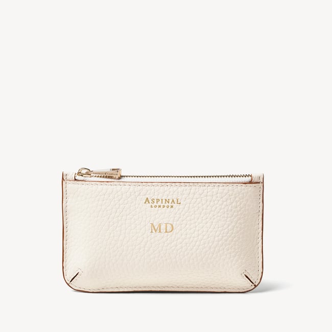 Ella Card & Coin Holder Ivory Pebble
