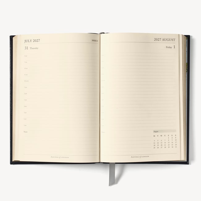2027 A5 Day to Page Diary Deep Shine Navy Small Croc