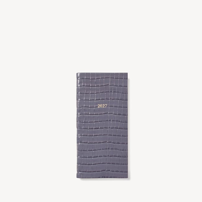 2027 Slim Pocket Diary Deep Shine Dusky Blue Small Croc