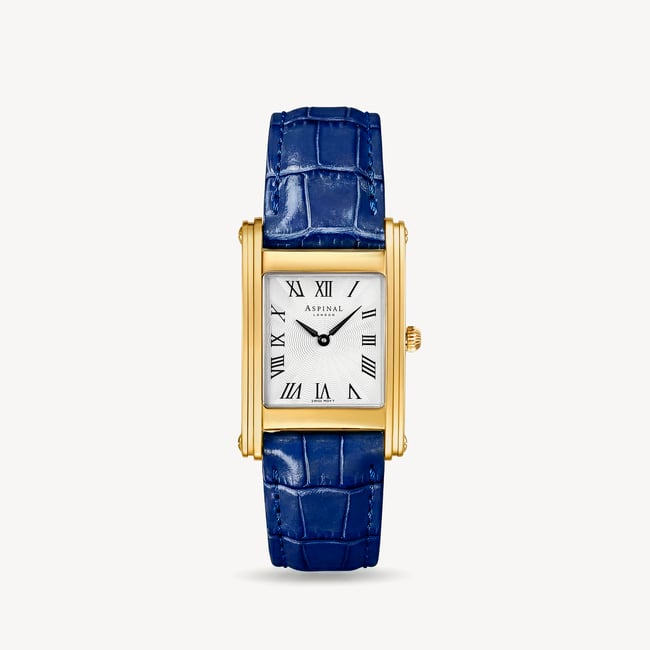Mayfair® Classic Watch 24ct Gold Plated - Deep Shine Blue Croc